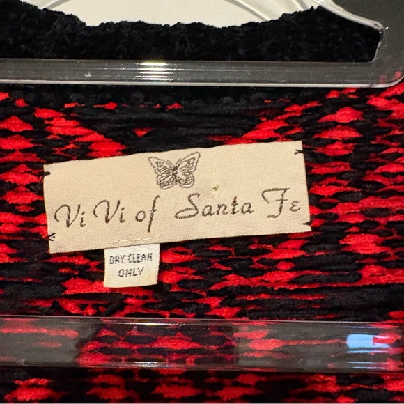 Vivi of Santa Fe Vintage Knit Star print southwestern button sweater black red M - Picture 3 of 6